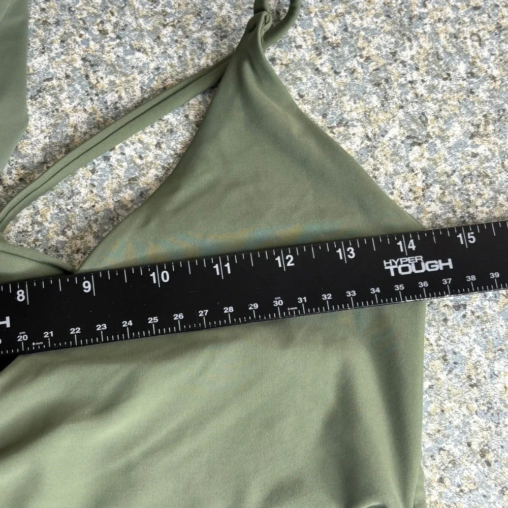 Aerie One Piece Swimsuit Medium Green Nylon Wrap Full Coverage Cutout 0713-3162